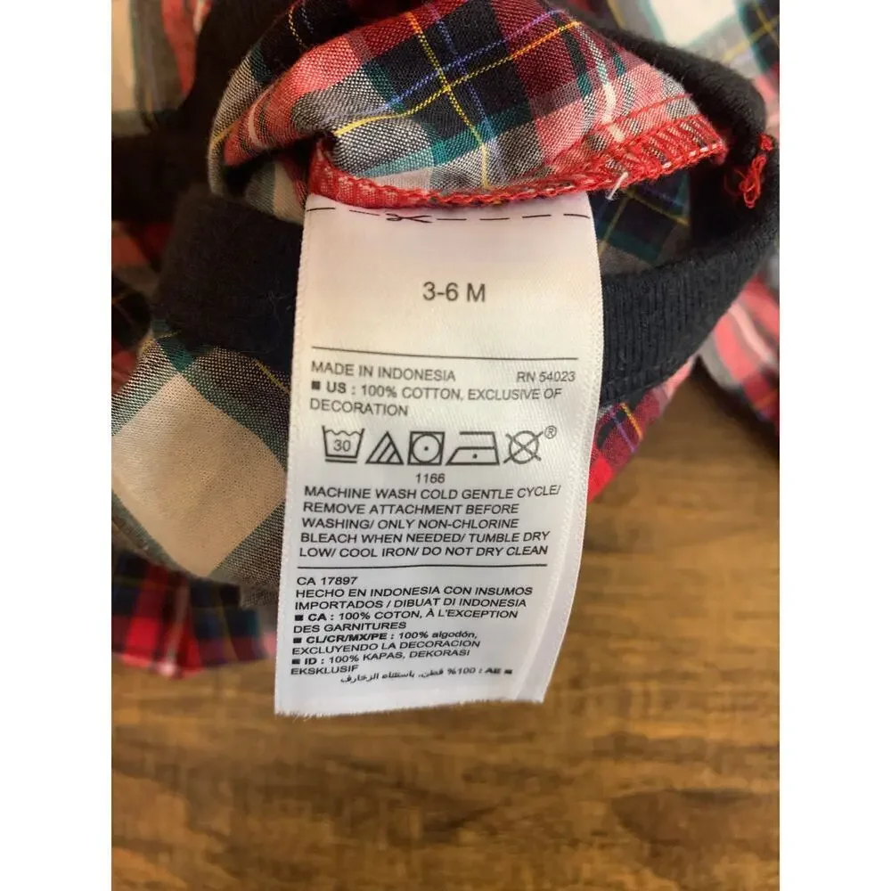 OLD NAVY Boy’s Holiday Plaid with Bow Tie One Piece / Size: 3-6 Months